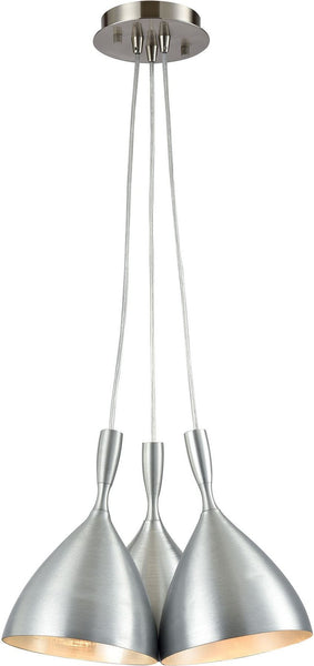 Spun Aluminum 3 Light Pendant In Satin Nickel