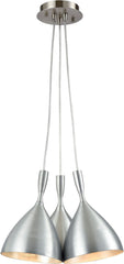 Spun Aluminum 3 Light Pendant In Satin Nickel