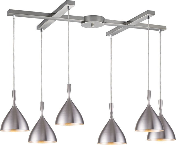 Spun Aluminum 6 Light Pendant In Aluminum