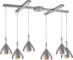 Spun Aluminum 6 Light Pendant In Aluminum