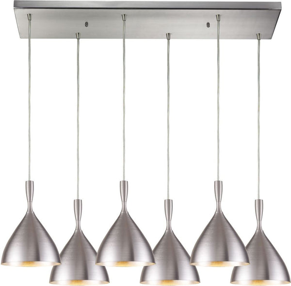 Spun Aluminum 6 Light Pendant In Satin Nickel