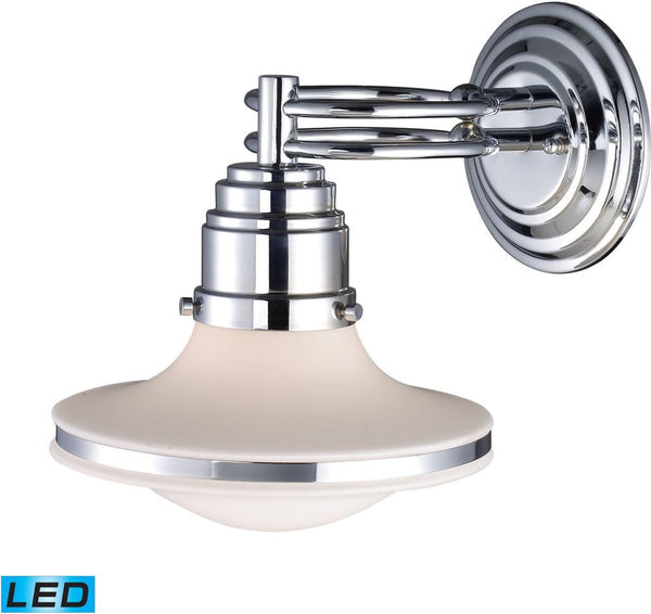 Retrospective 1 Light Led Wall Sconce In Polished Chrome and Opal White Glass