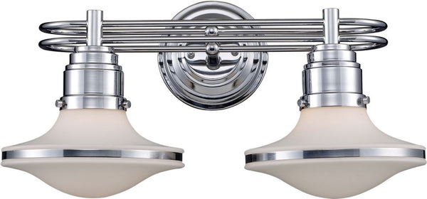Retrospective 2 Light Vanity In Polished Chrome and Opal White Glass