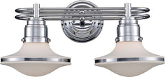 Retrospective 2 Light Vanity In Polished Chrome and Opal White Glass