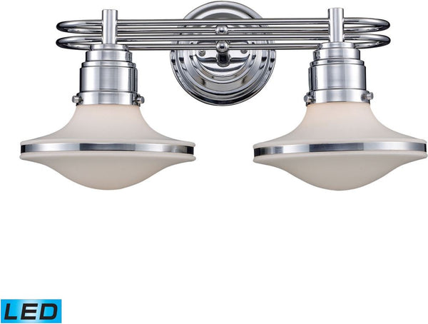 Retrospective 2 Light Led Vanity In Polished Chrome and Opal White Glass