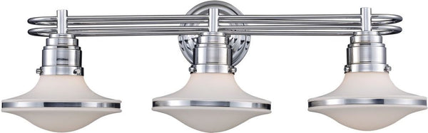Retrospective 3 Light Vanity In Polished Chrome and Opal White Glass