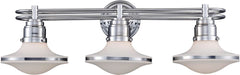 Retrospective 3 Light Vanity In Polished Chrome and Opal White Glass