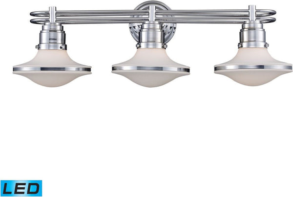 Retrospective 3 Light Led Vanity In Polished Chrome and Opal White Glass