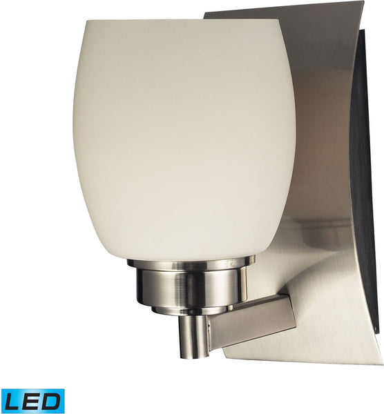 Northport 1 Light Led Vanity In Satin Nickel and Opal White Glass