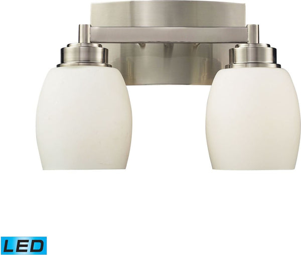 Northport 2 Light Led Vanity In Satin Nickel and Opal White Glass