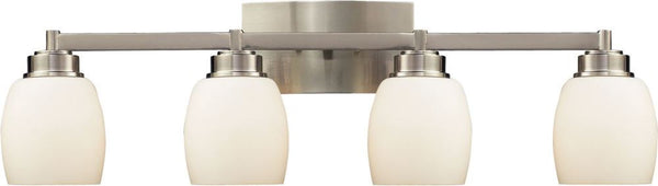 Northport 4 Light Vanity In Satin Nickel and Opal White Glass
