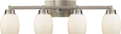 Northport 4 Light Vanity In Satin Nickel and Opal White Glass