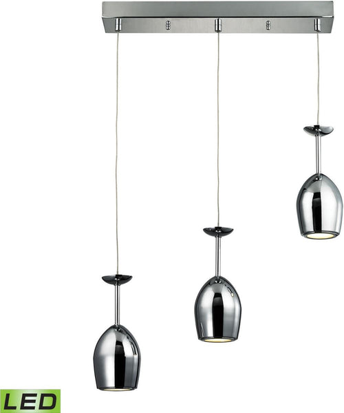 Vasso Chromo 3 Light Led Pendant In Polished Chrome