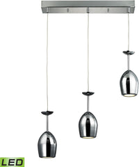 Vasso Chromo 3 Light Led Pendant In Polished Chrome