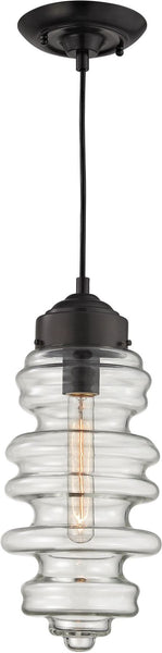 Cipher 1 Light Pendant In Oil Rubbed Bronze and Clear Glass