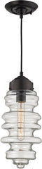 Cipher 1 Light Pendant In Oil Rubbed Bronze and Clear Glass