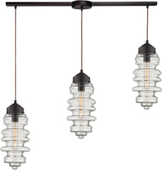 Cipher 3 Light Pendant In Oil Rubbed Bronze and Clear Glass
