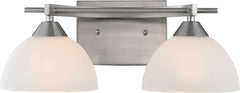 Freeland 2 Light Vanity In Brushed Nickel and Opal White Glass
