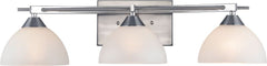 Freeland 3 Light Vanity In Brushed Nickel and Opal White Glass