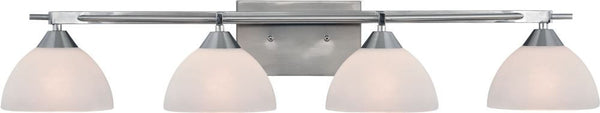 Freeland 4 Light Vanity In Brushed Nickel and Opal White Glass