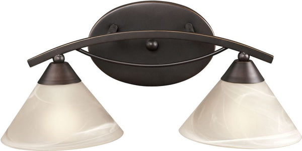 Elysburg 2 Light Vanity In Oil Rubbed Bronze and White Glass