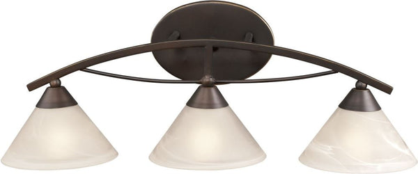 Elysburg 3 Light Vanity In Oil Rubbed Bronze and White Glass