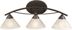 Elysburg 3 Light Vanity In Oil Rubbed Bronze and White Glass