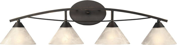 Elysburg 4 Light Vanity In Oil Rubbed Bronze and White Glass