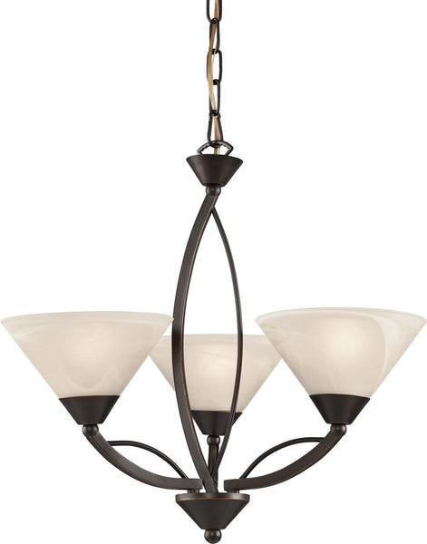 Elysburg 3 Light Chandelier In Oil Rubbed Bronze and White Glass