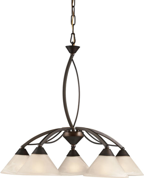Elysburg 5 Light Chandelier In Oil Rubbed Bronze and White Glass