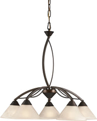 Elysburg 5 Light Chandelier In Oil Rubbed Bronze and White Glass