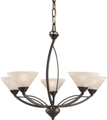 Elysburg 5 Light Chandelier In Oil Rubbed Bronze and White Glass