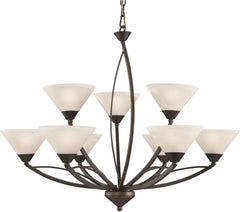 Elysburg 9 Light Chandelier In Oil Rubbed Bronze and White Glass