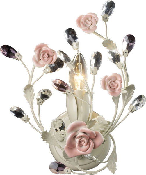 Heritage 1 Light Vanity In Cream With Pink Porcelain Accents