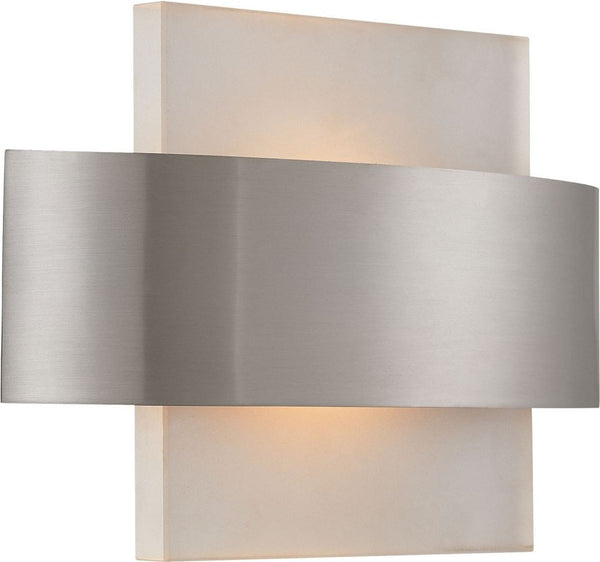 Cintura 1 Light Sconce In Matte Satin Nickel With Sandblasted Starfire Glass