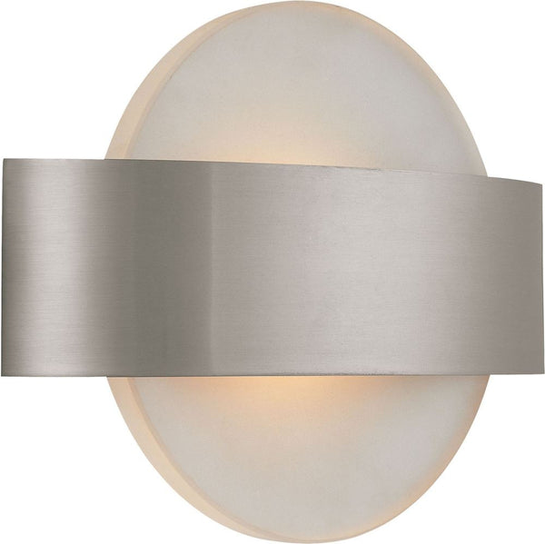 Saturn 1 Light Sconce In Matte Satin Nickel With Sandblasted Starfire Glass