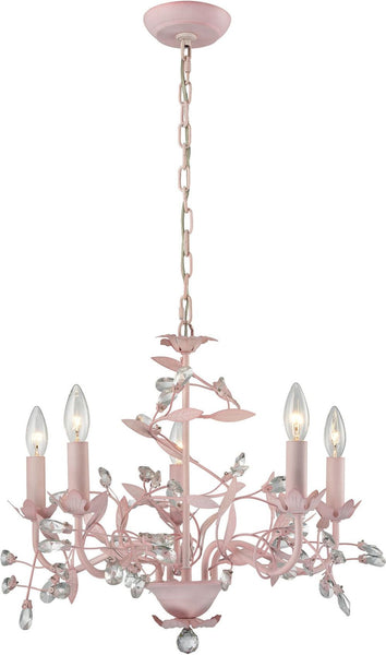 Circeo 5 Light Chandelier In Light Pink