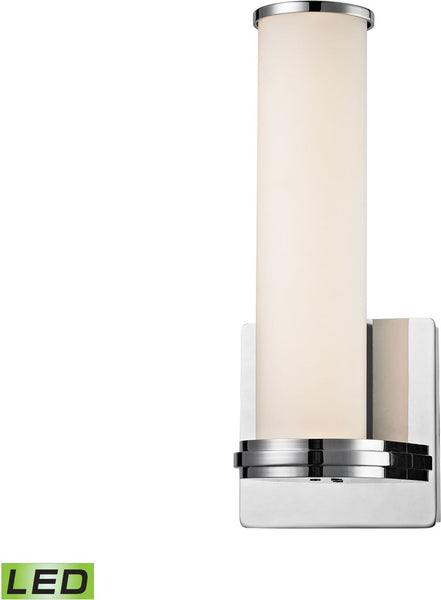 Baton 1 Light Led Wall Sconce In Chrome and White Opal Glass