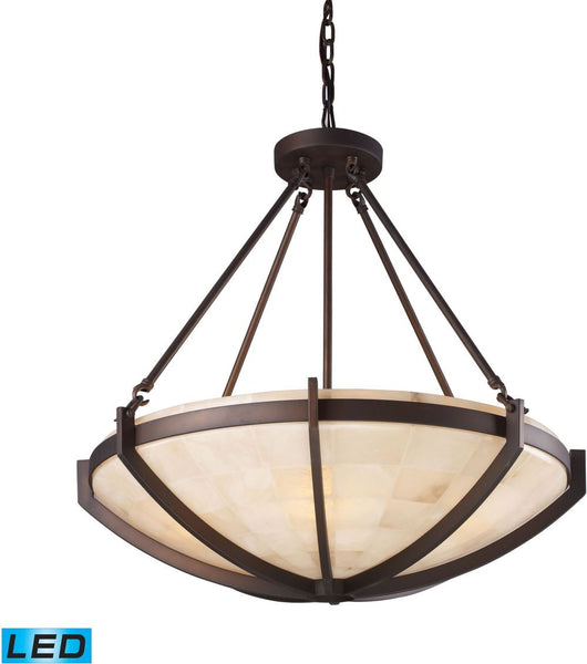 Spanish Mosaic 6 Light Led Pendant In Aged Bronze