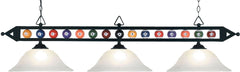 Designer Classics 3 Light Billiard In Matte Black and White Glass