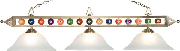 Designer Classics 3 Light Billiard Light In Satin Nickel Withglass