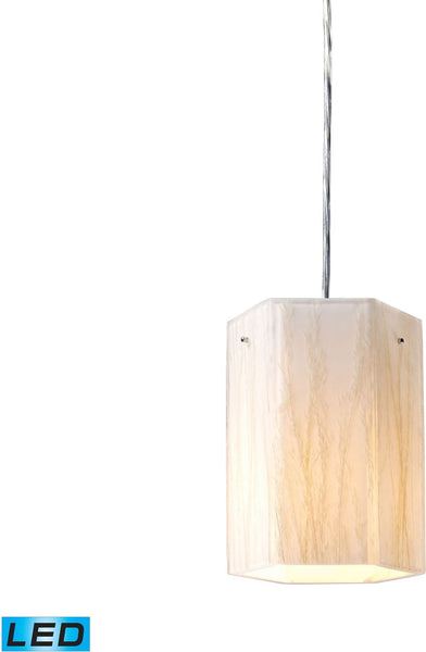 Modern Organics 1 Light Led Pendant In Polished Chrome and White Sawgrass