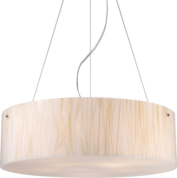 Modern Organics 5 Light Pendant In Polished Chrome and White Sawgrass