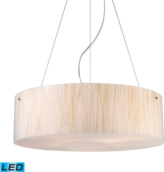 Modern Organics 5 Light Led Pendant In Polished Chrome and White Sawgrass