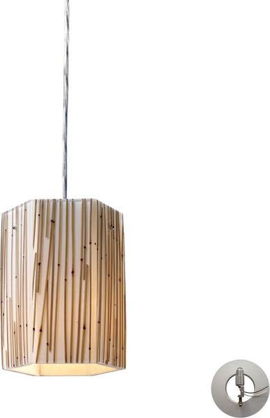Modern Organics 1 Light Pendant In Polished Chrome and Bamboo Stem - Includes Recessed Lighting Kit