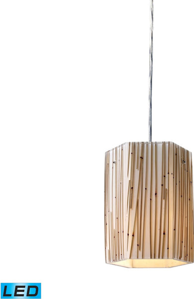 Modern Organics 1 Light Led Pendant In Polished Chrome and Bamboo Stem