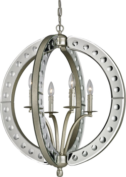 Mariana 4 Light Pendant In Speckled Silver