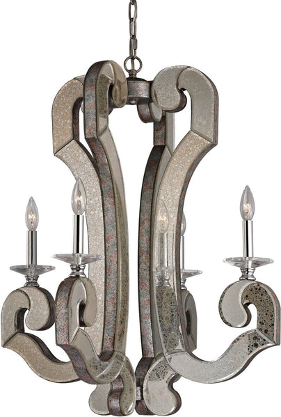 Mariana 4 Light Chandelier In Weathered Silver