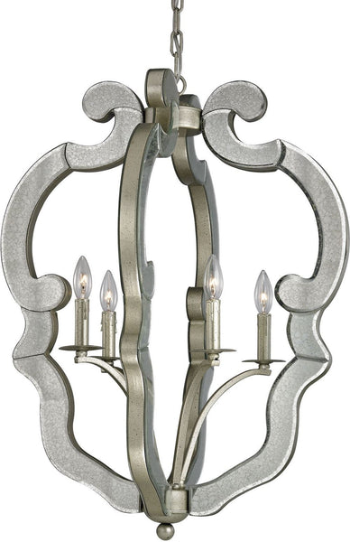 Mariana 4 Light Pendant In Speckled Silver