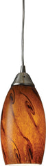 Galaxy 1 Light Led Pendant In Brown and Satin Nickel